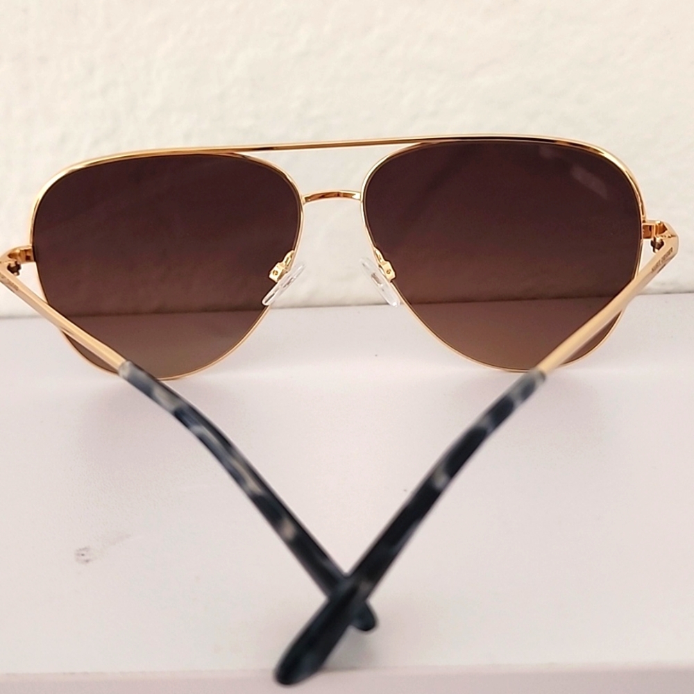 Kurt Geiger Women's New London 64mm Gold Blue Havana/Brown Aviator Sunglasses. - Picture 6 of 10